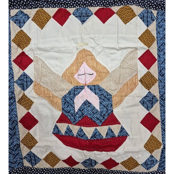 VTG Patchwork Quilted Angel American Pacific Standard Pillow Sham Boho Country - Picture 3 of 8